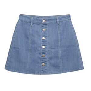 Celebrity Pink Denim Mini Skirt Sz 7 / 28 Button Front Stretch Blue – EUC